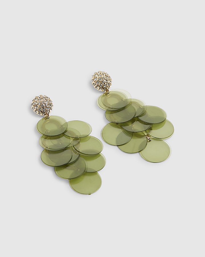 Green Sequin Drop Earrings