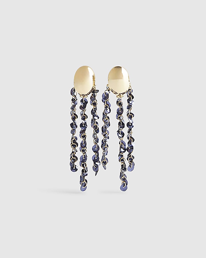 Blue Sequin Drop Earrings