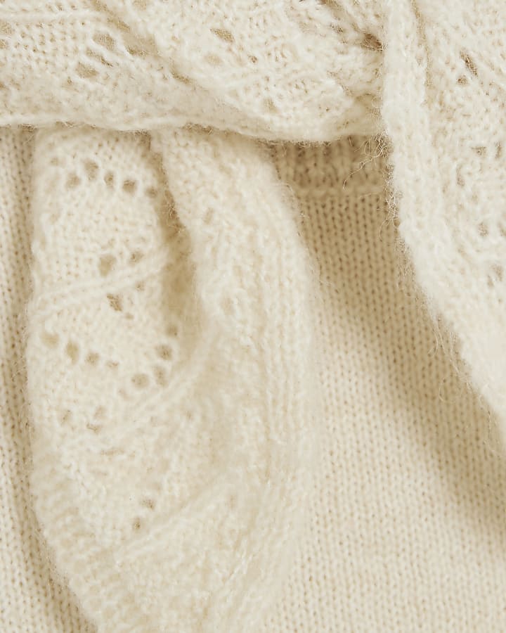Cream Lace Knit Scarf Neck Jumper
