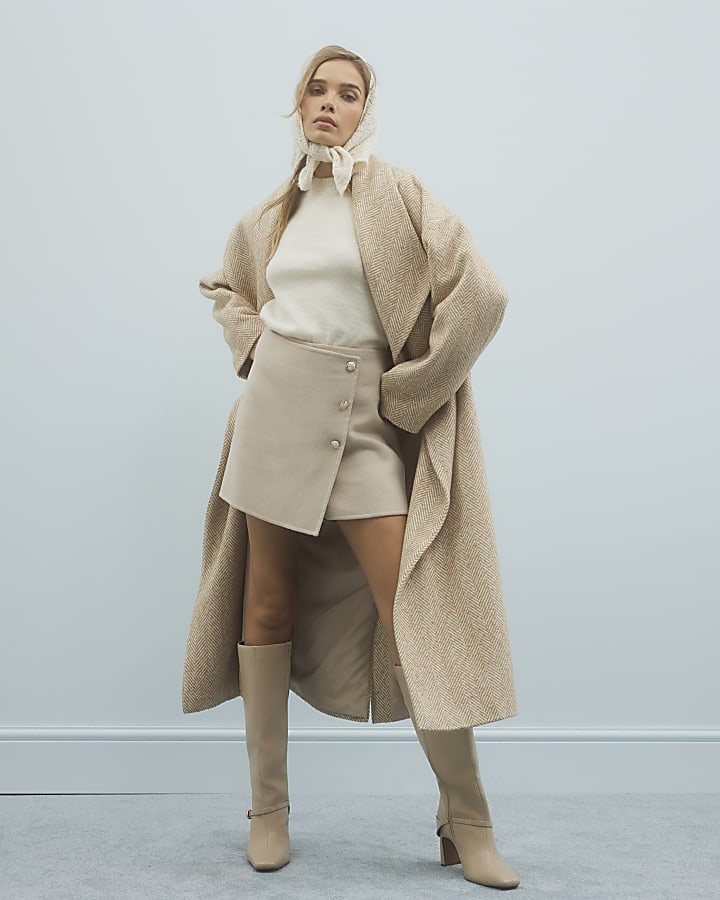 Cream Lace Knit Scarf Neck Jumper