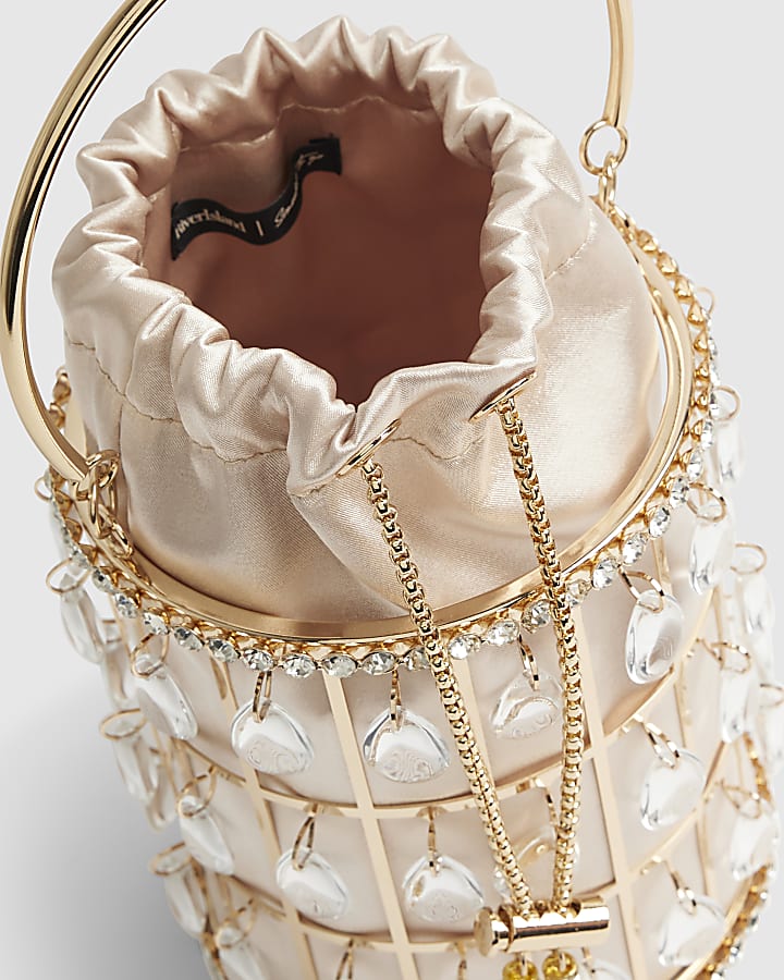 Gold Diamante Cage Basket Bag