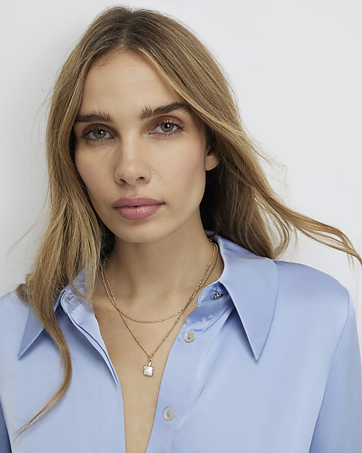 Gold Layer Cream Pendant Necklace