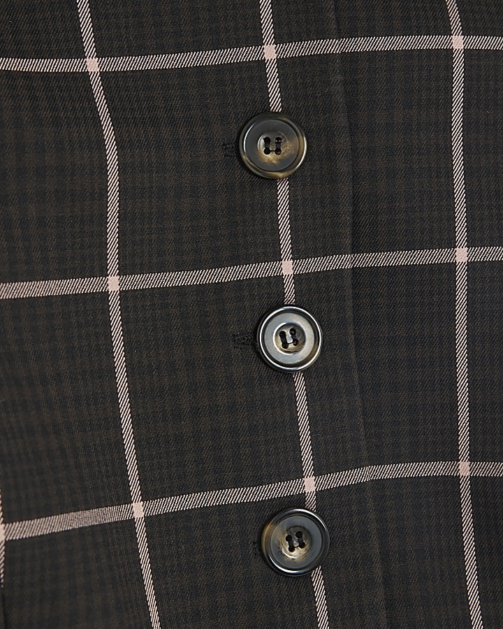 Brown Check Print Banana Sleeve Jacket