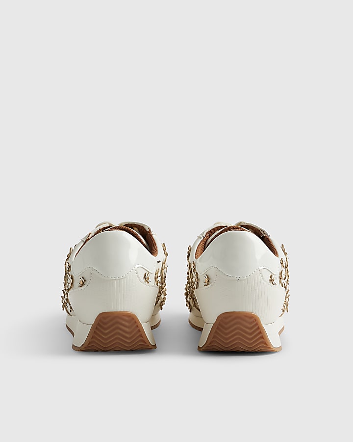 White Floral Retro Trainers