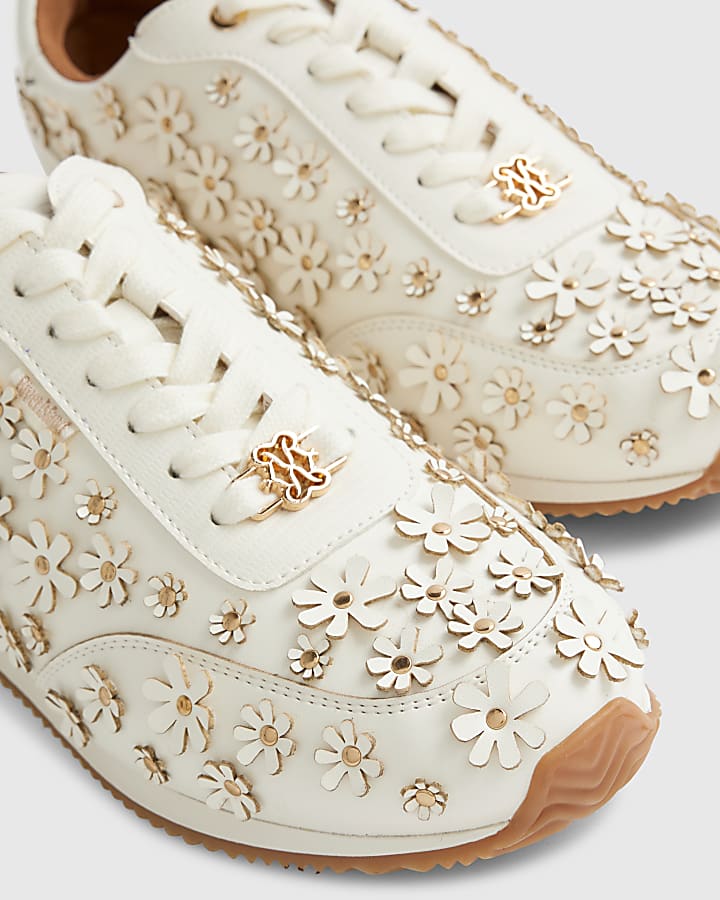White Floral Retro Trainers