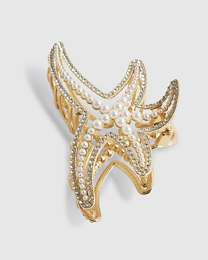 Gold Diamond Simulant Starfish Claw Clip