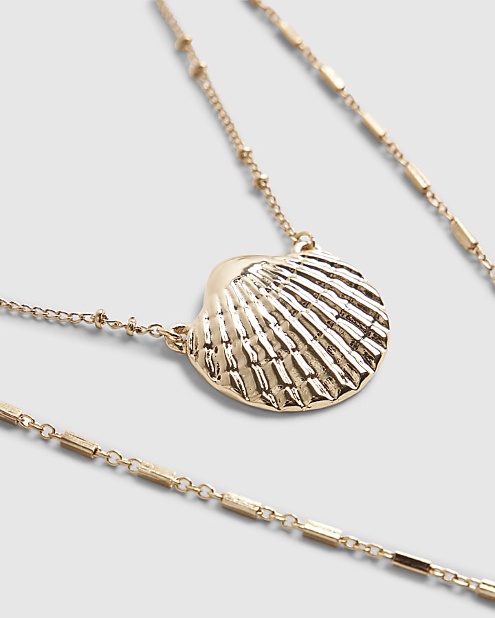 Gold Sealife layered Lariat Necklace