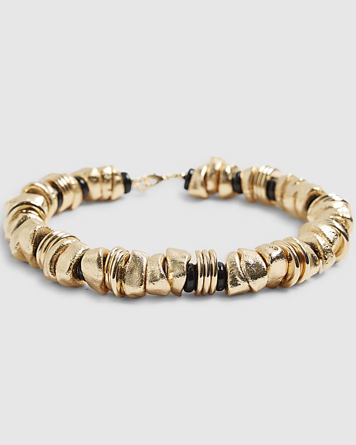 Gold and Black Nugget Necklace