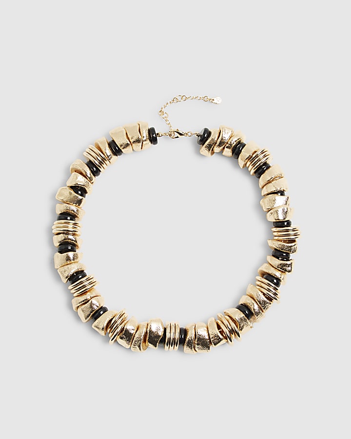 Gold and Black Nugget Necklace