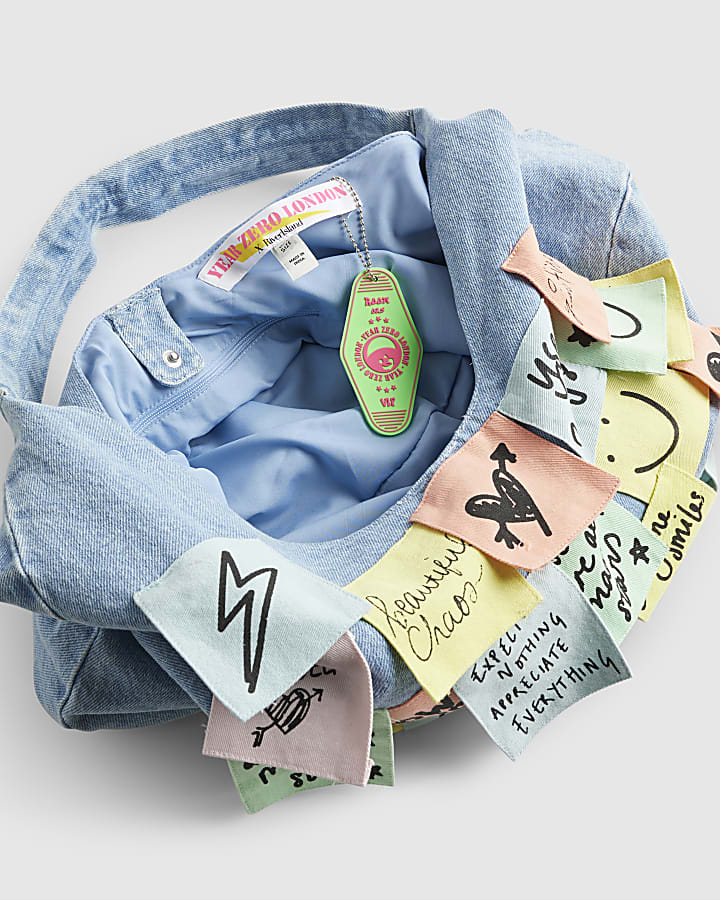 Blue Year Zero Denim Notes Slouchy Bag