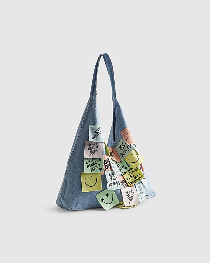 Blue Year Zero Denim Notes Slouchy Bag