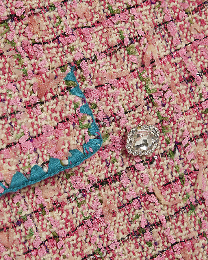 Pink Collared Boucle Whipstitch Mini Dress