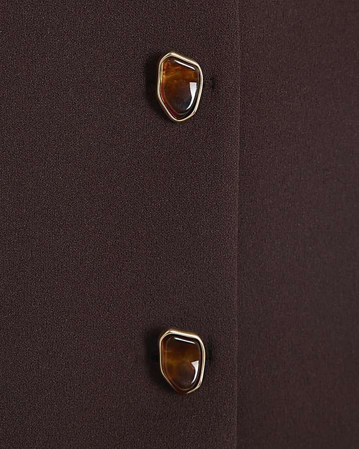 Brown Sleeveless Lapel Waistcoat