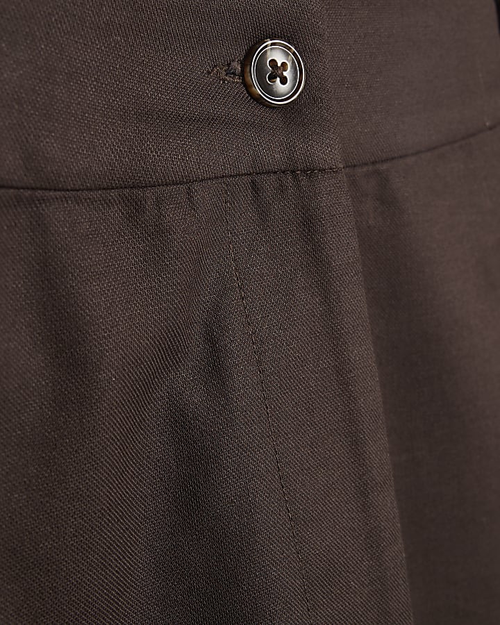 Brown High Waisted Tapered Trousers