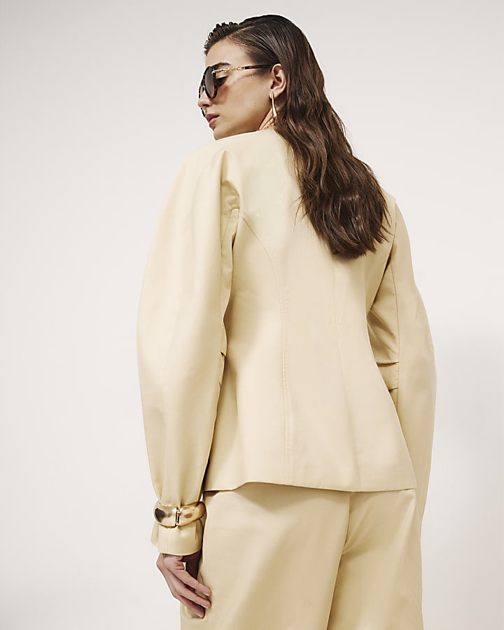 Yellow Cotton Tapered Trousers