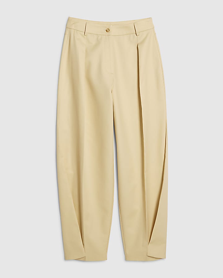 Yellow Cotton Tapered Trousers