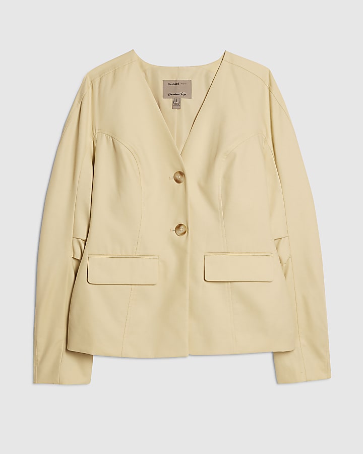 Yellow Collarless Blazer