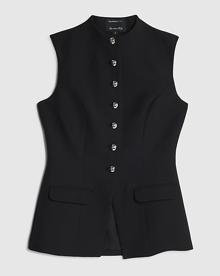 Black Grown On Neckline Waistcoat