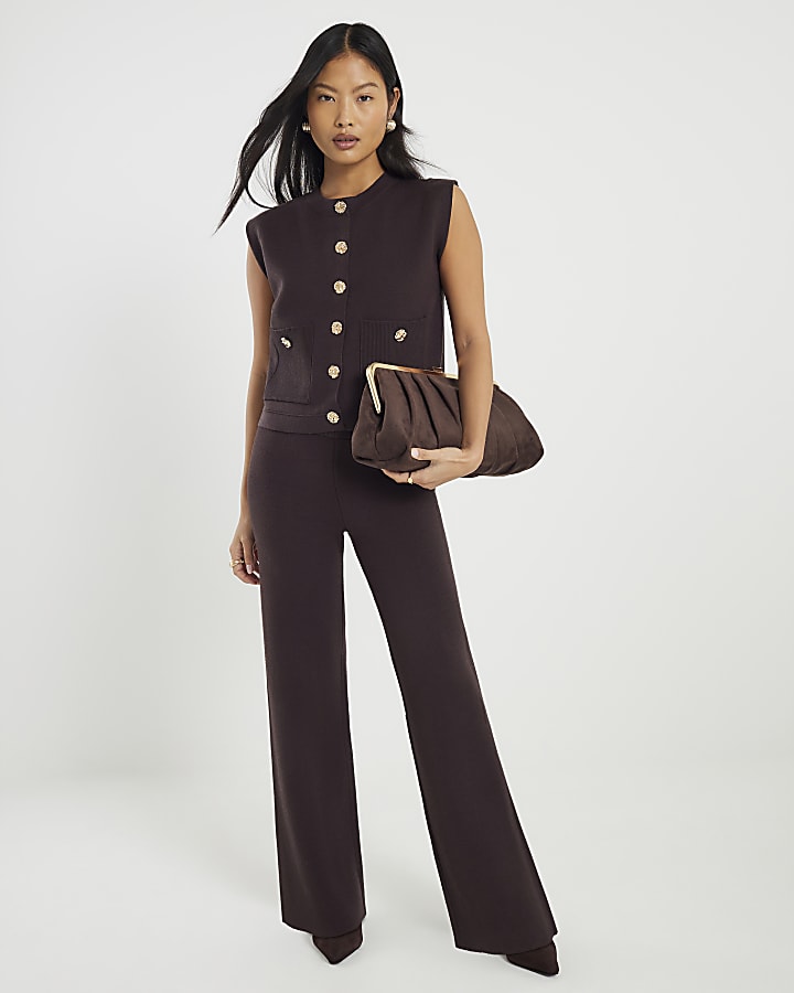 Petite Brown Knitted Waistcoat