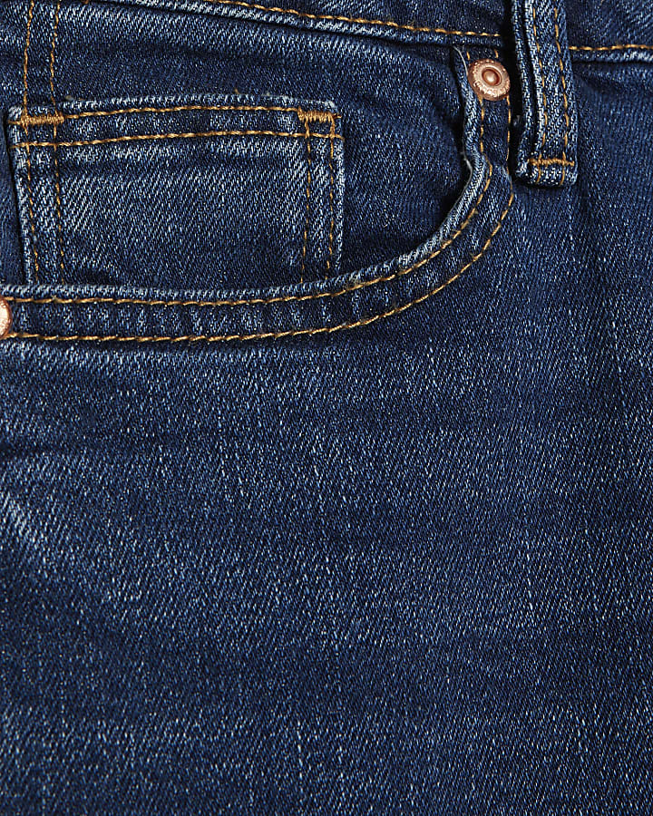 Blue High Waisted Slim Straight Jeans