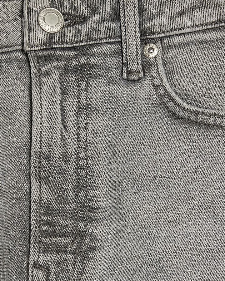 Grey High Waisted Slim Fit Ankle Grazer Jeans