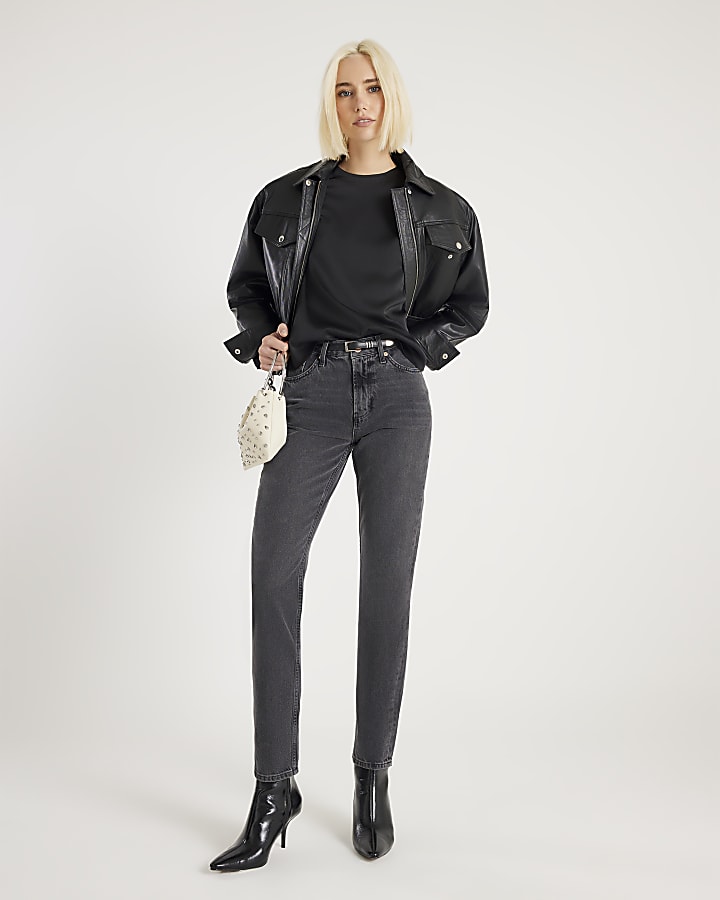 Black Satin Split Sleeve T-shirt
