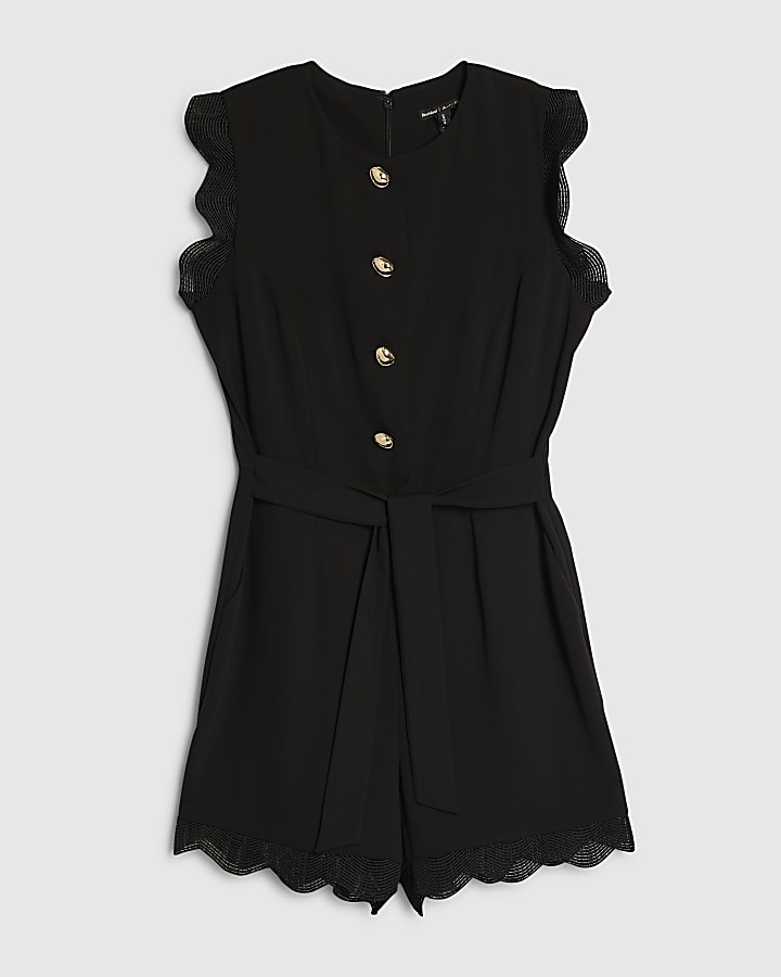 Black Sleeveless Button Detail Playsuit