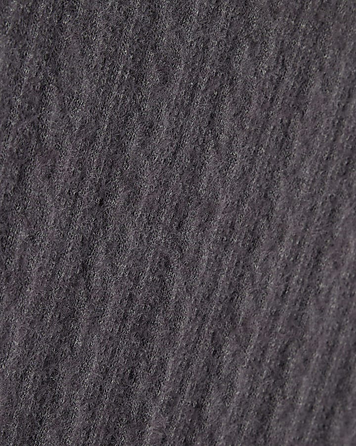 Grey Cable Knit Long Sleeve Fitted Top