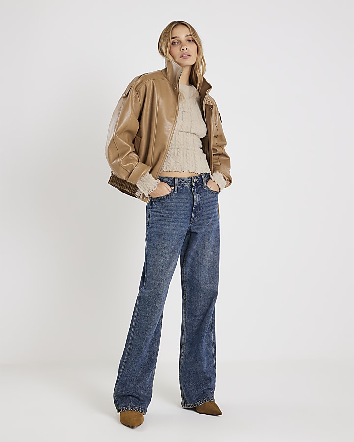 Beige Long Sleeve Cable Knit Fitted Top