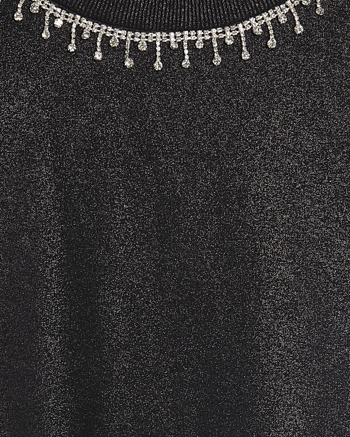 Grey Long Sleeve Necklace Trim Jumper Dress