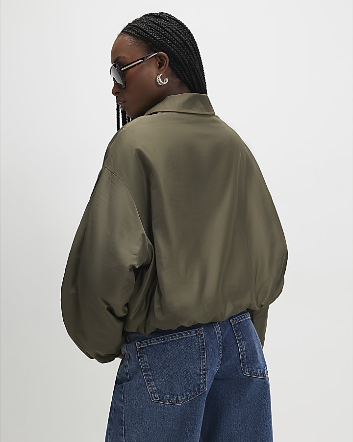 Khaki Bubble Hem Jacket