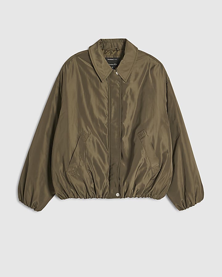 Khaki Bubble Hem Jacket