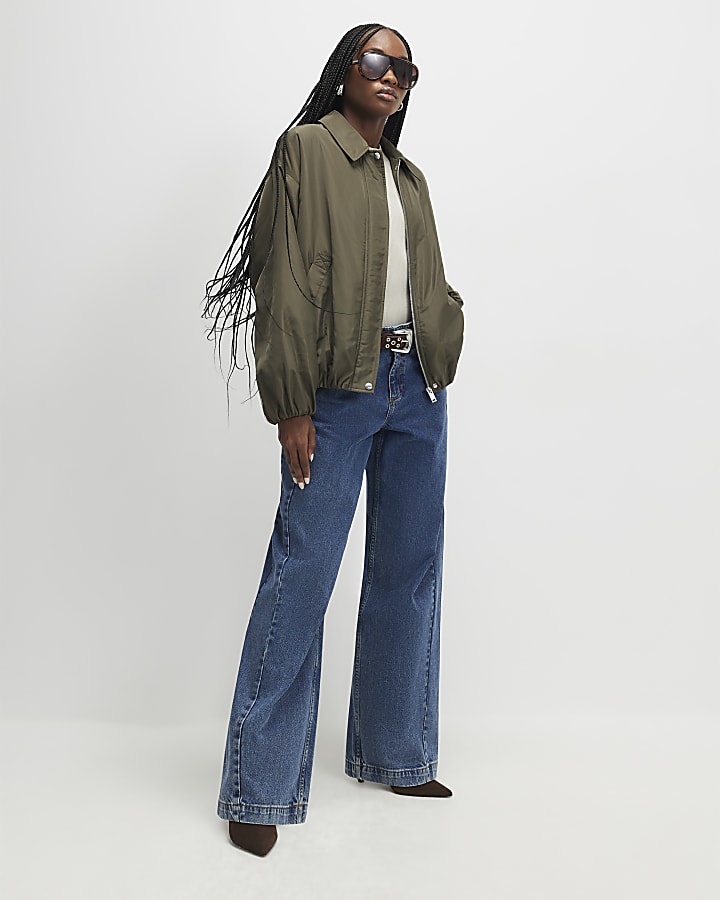 Khaki Bubble Hem Jacket