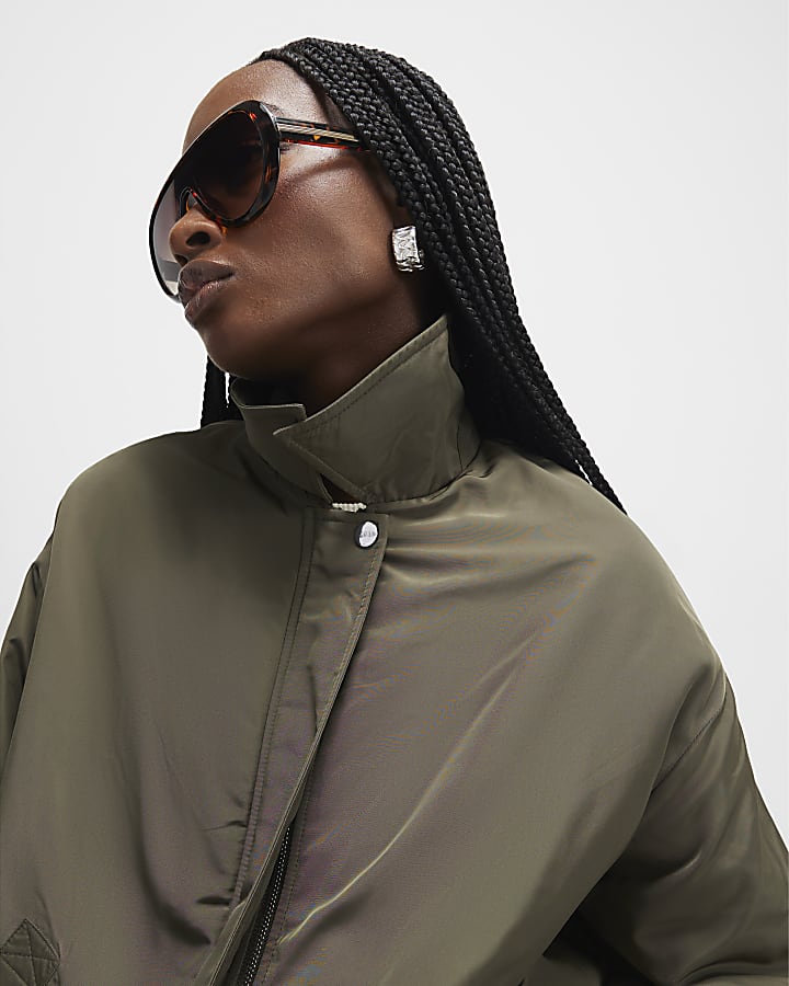 Khaki Bubble Hem Jacket