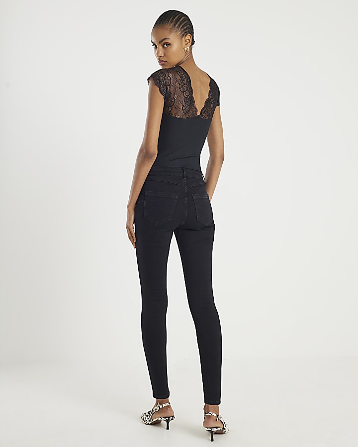 Black Mid Rise Sculpt Skinny Jeans