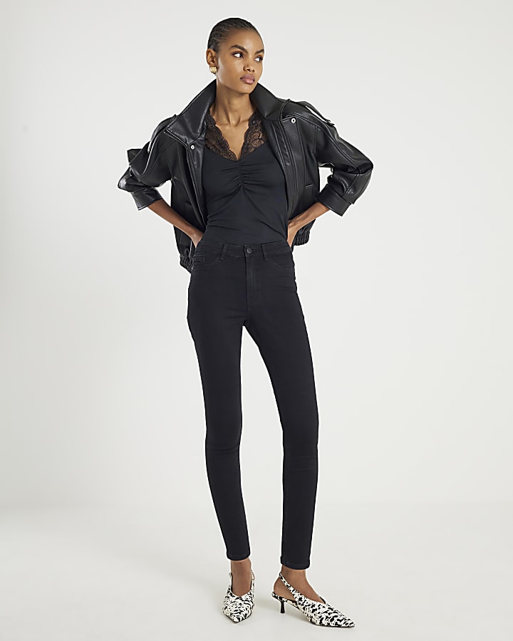 Black Mid Rise Sculpt Skinny Jeans