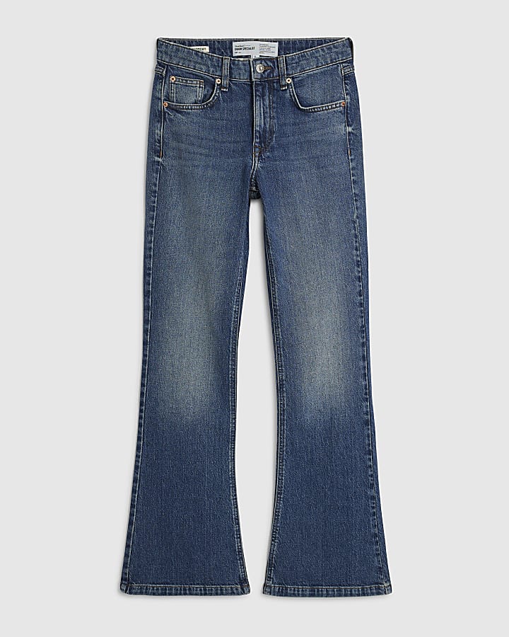 Blue Mid Rise Bootcut Jeans