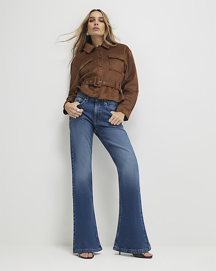 Blue Mid Rise Bootcut Jeans