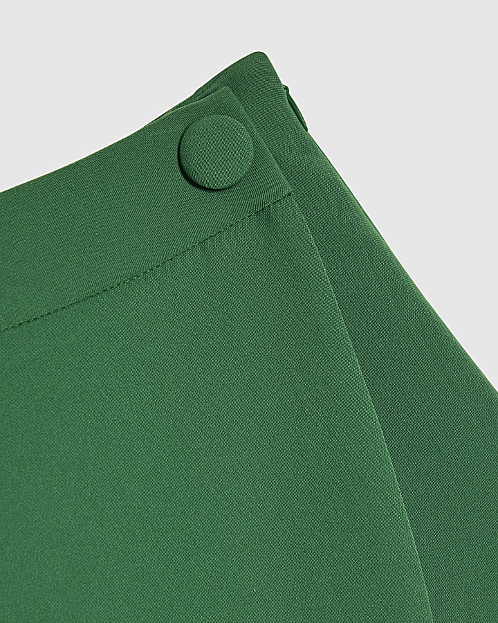 Green Wrap Button Detail Skort