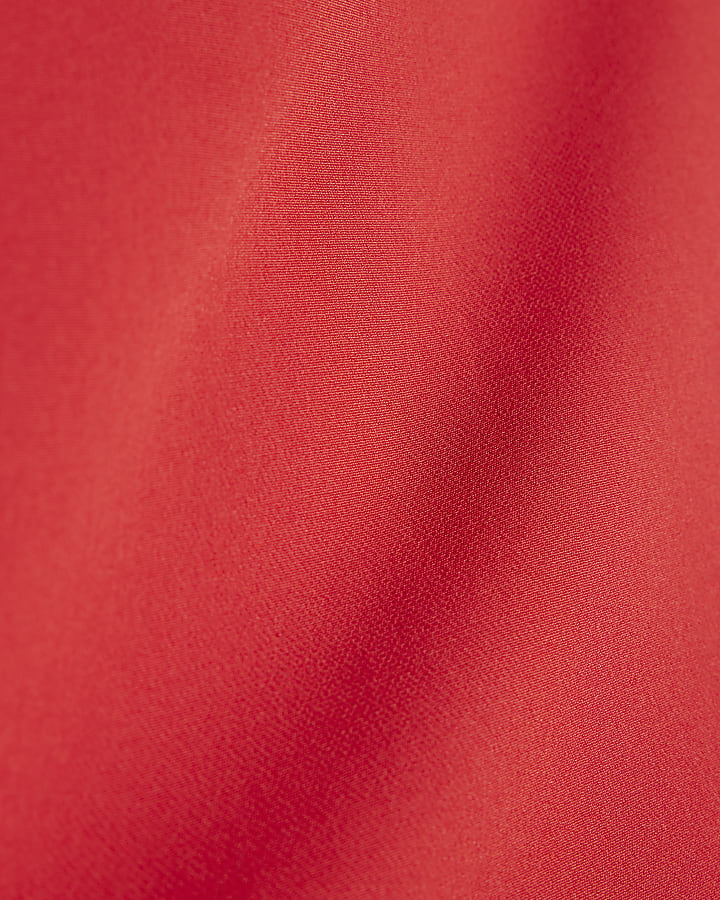 Red Wrap Button Detail Skort