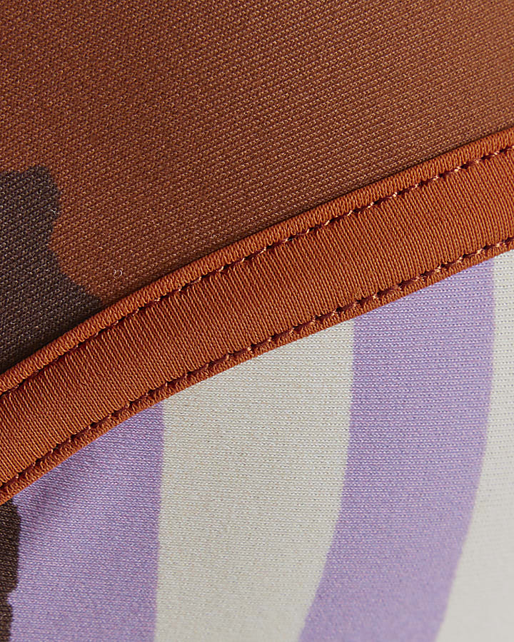 Brown Leaf Print Bikini Top