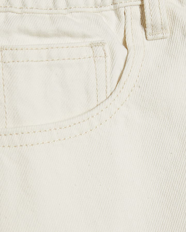 Cream Denim Elasticated A Line Shorts