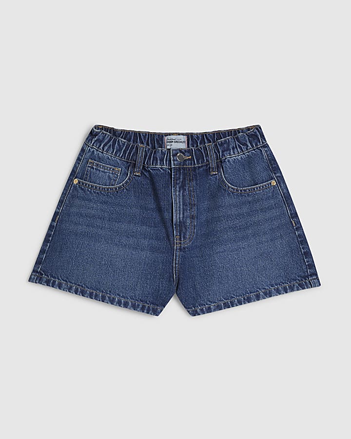 Blue Elasticated A Line Shorts