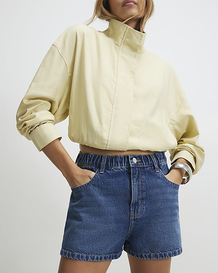 Blue Elasticated A Line Shorts