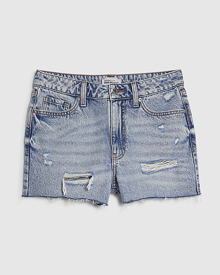 Blue Denim Ripped Shorts