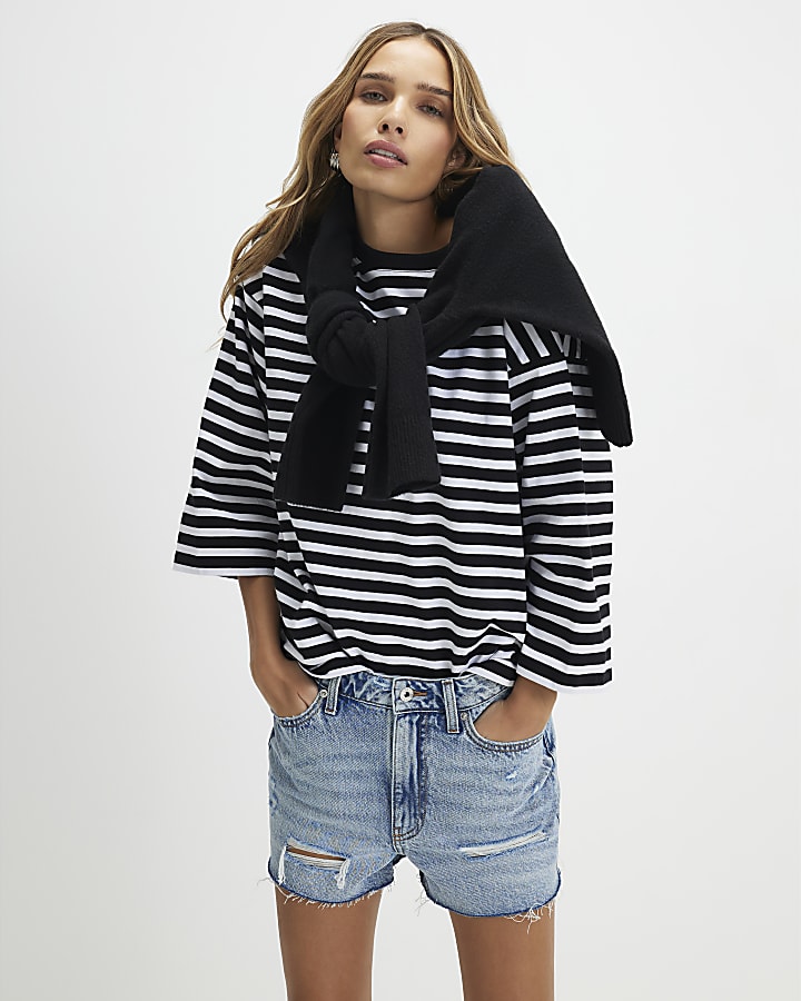 Blue Denim Ripped Shorts