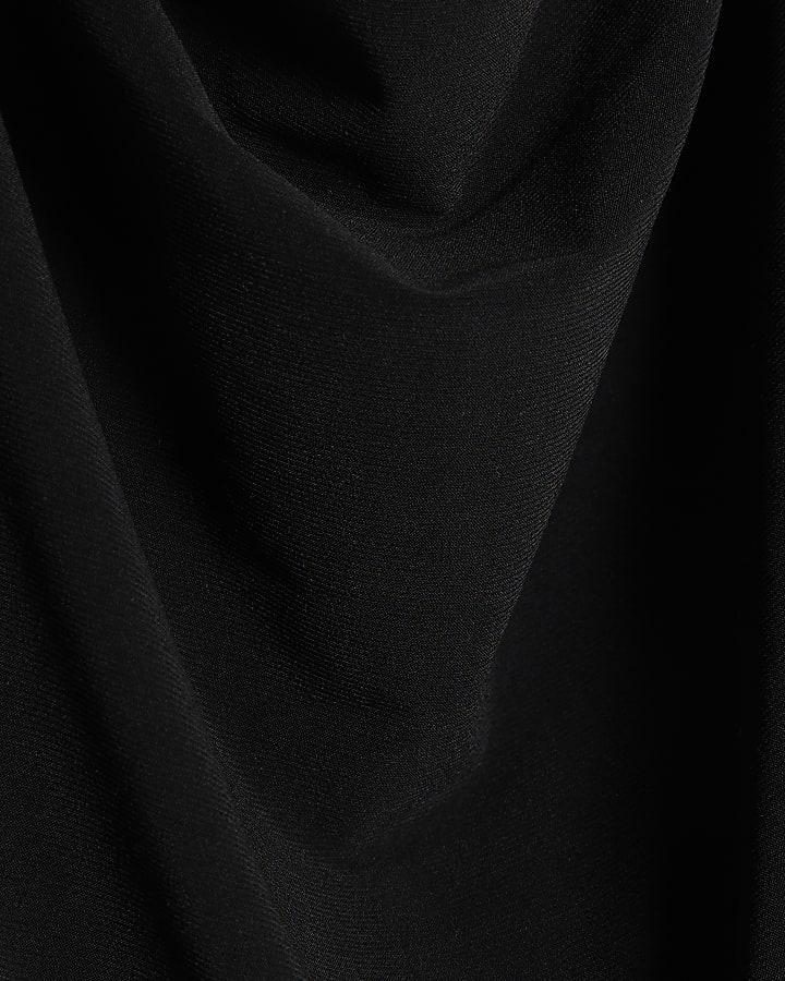 Black Cowl Neck Halter Bodysuit