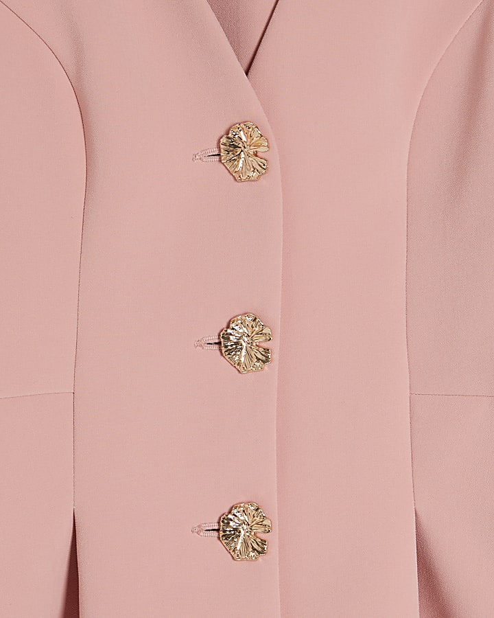 Pink Long Sleeve Pleated Jacket
