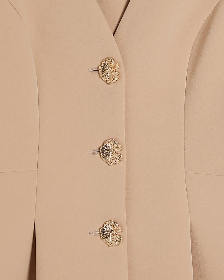 Beige Long Sleeve Pleated Jacket