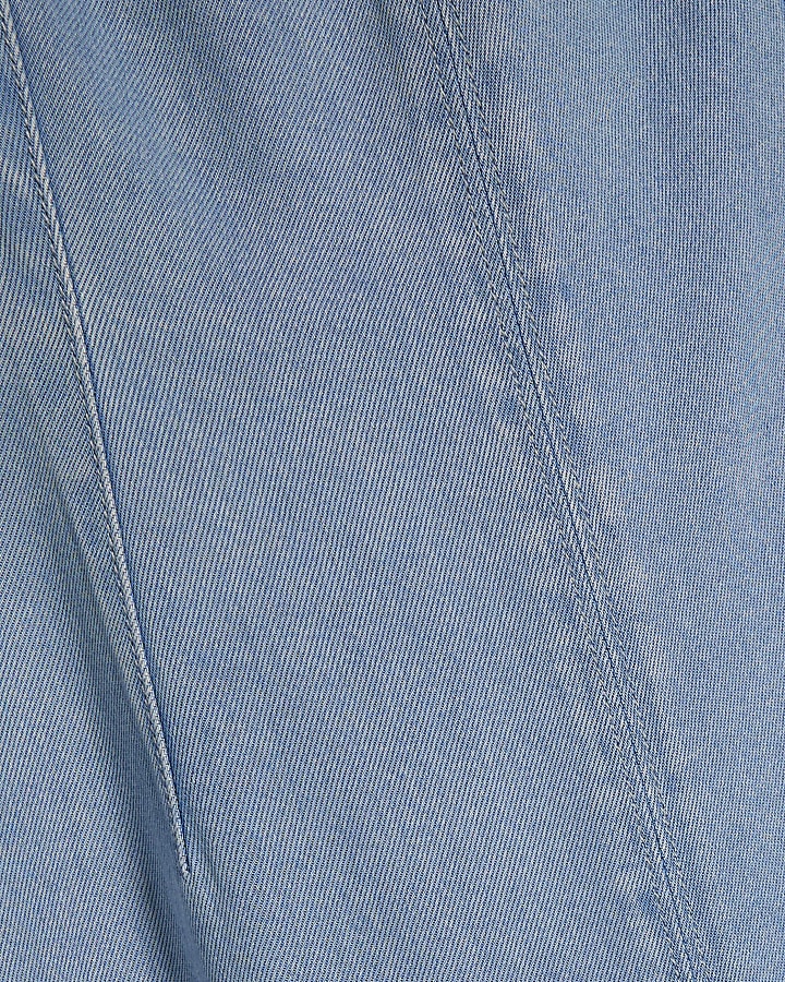 Blue Denim Wide Leg Jumpsuit